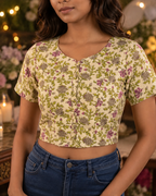 Purple Garden Duality Button-up Blouse Top