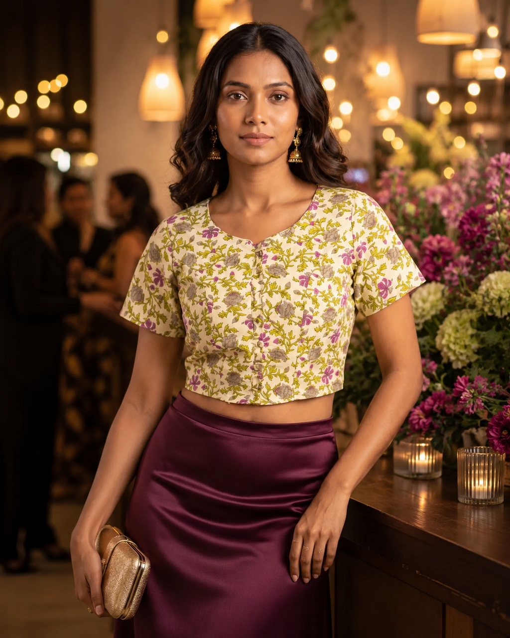 Purple Garden Duality Button-up Blouse Top
