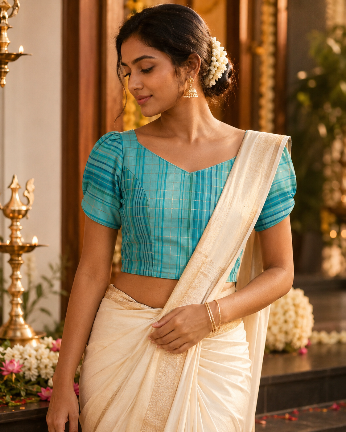 Aqua Festive Lace-Up Duality Wear Top