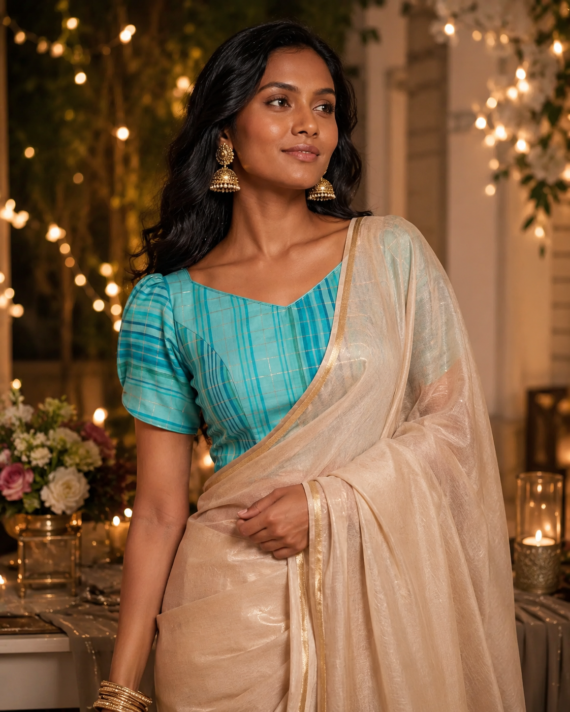 Aqua Festive Lace-Up Duality Wear Top