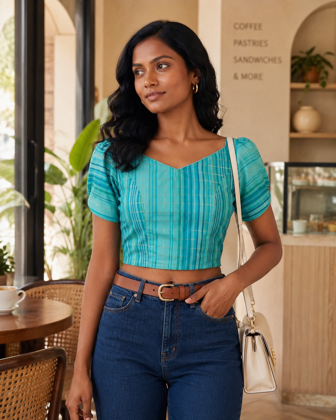 Aqua Festive Lace-Up Duality Wear Top