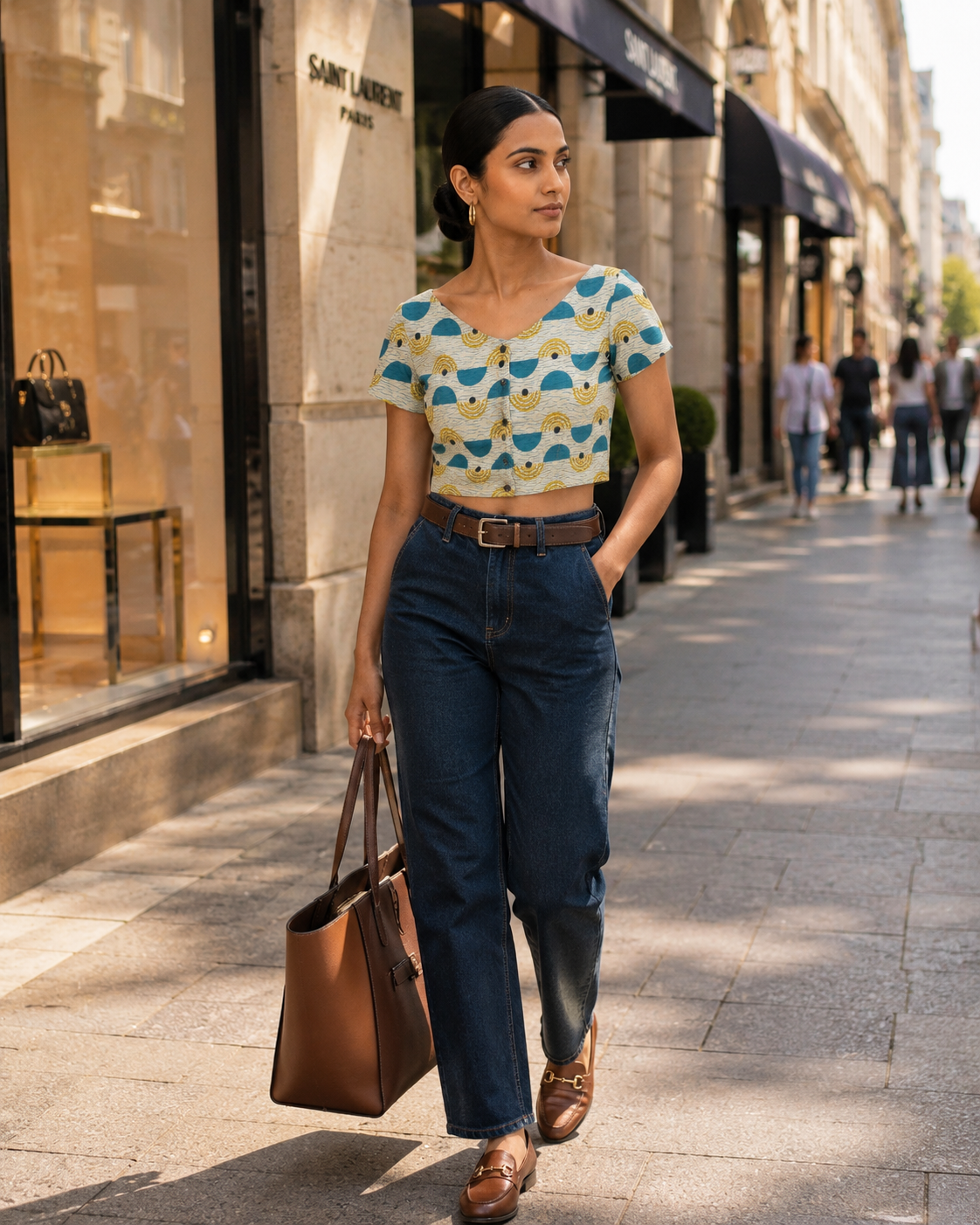 Azure Horizon Button-Up Blouse
