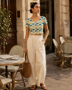 Azure Horizon Button-Up Blouse