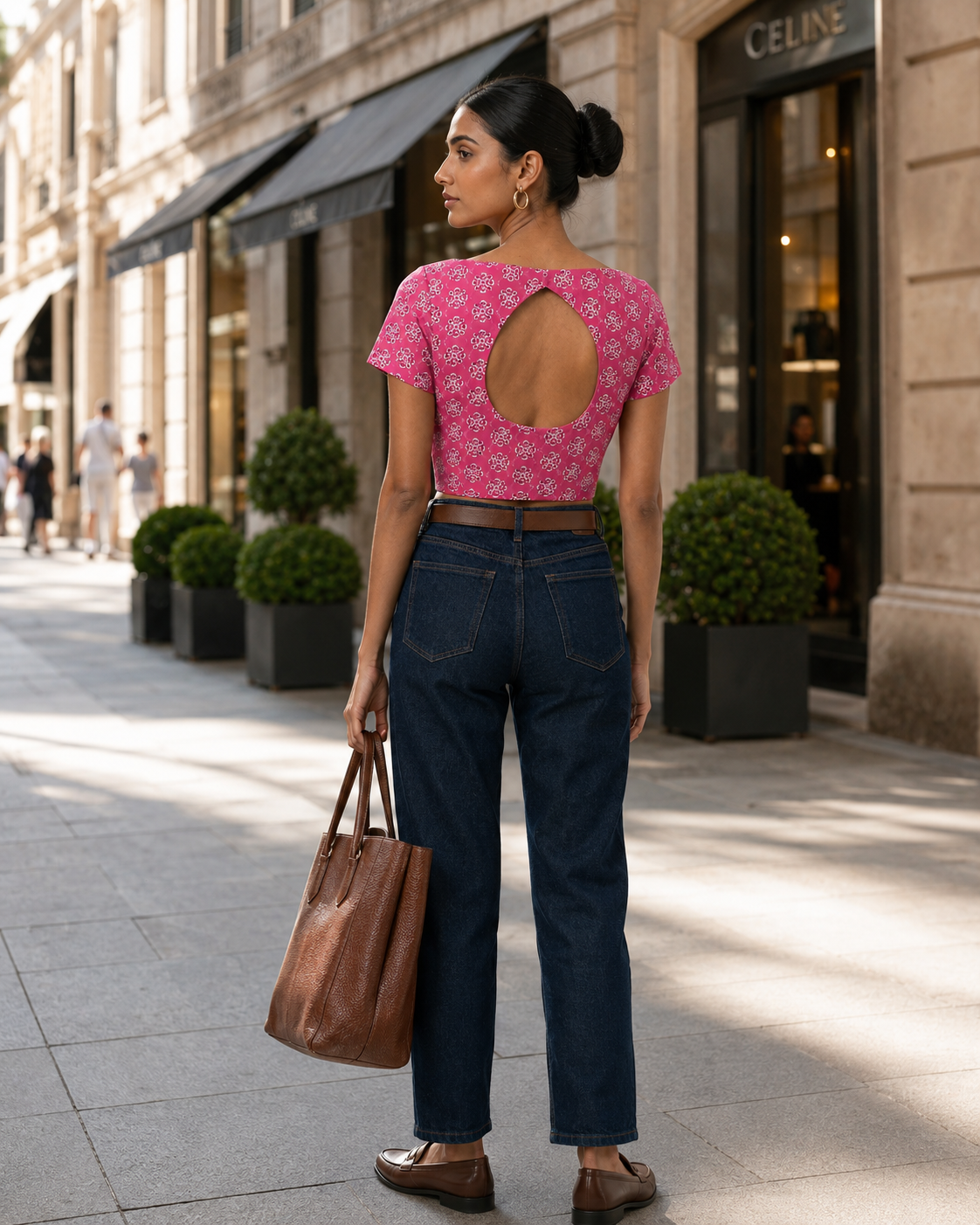 Pink Petal Duality Button-Up Blouse