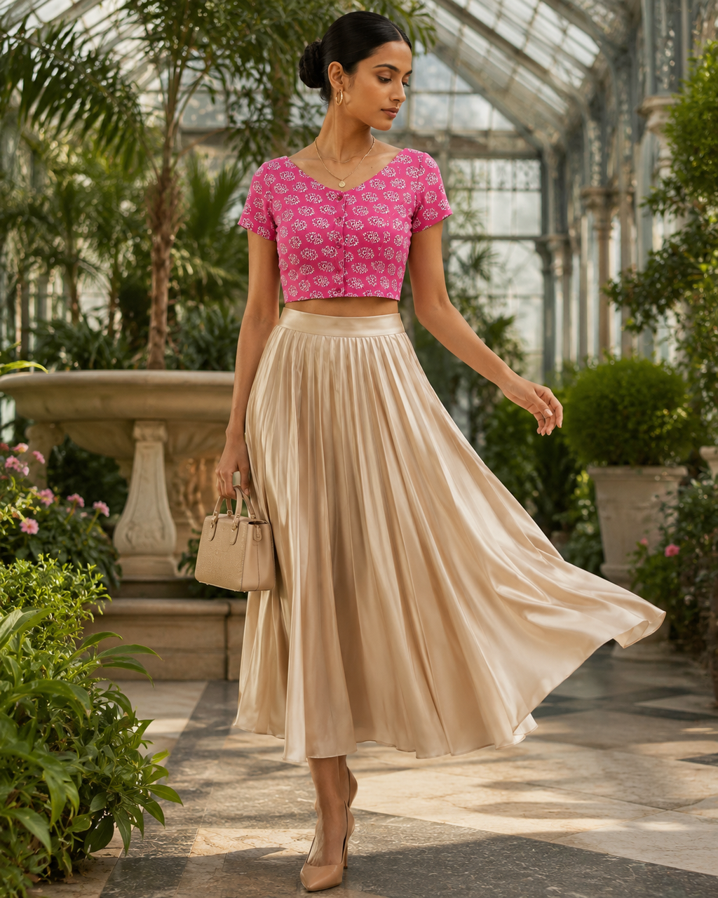 Pink Petal Duality Button-Up Blouse