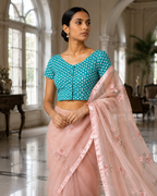 Aqua Blossom Duality Button-Up Blouse