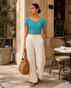 Aqua Blossom Duality Button-Up Blouse