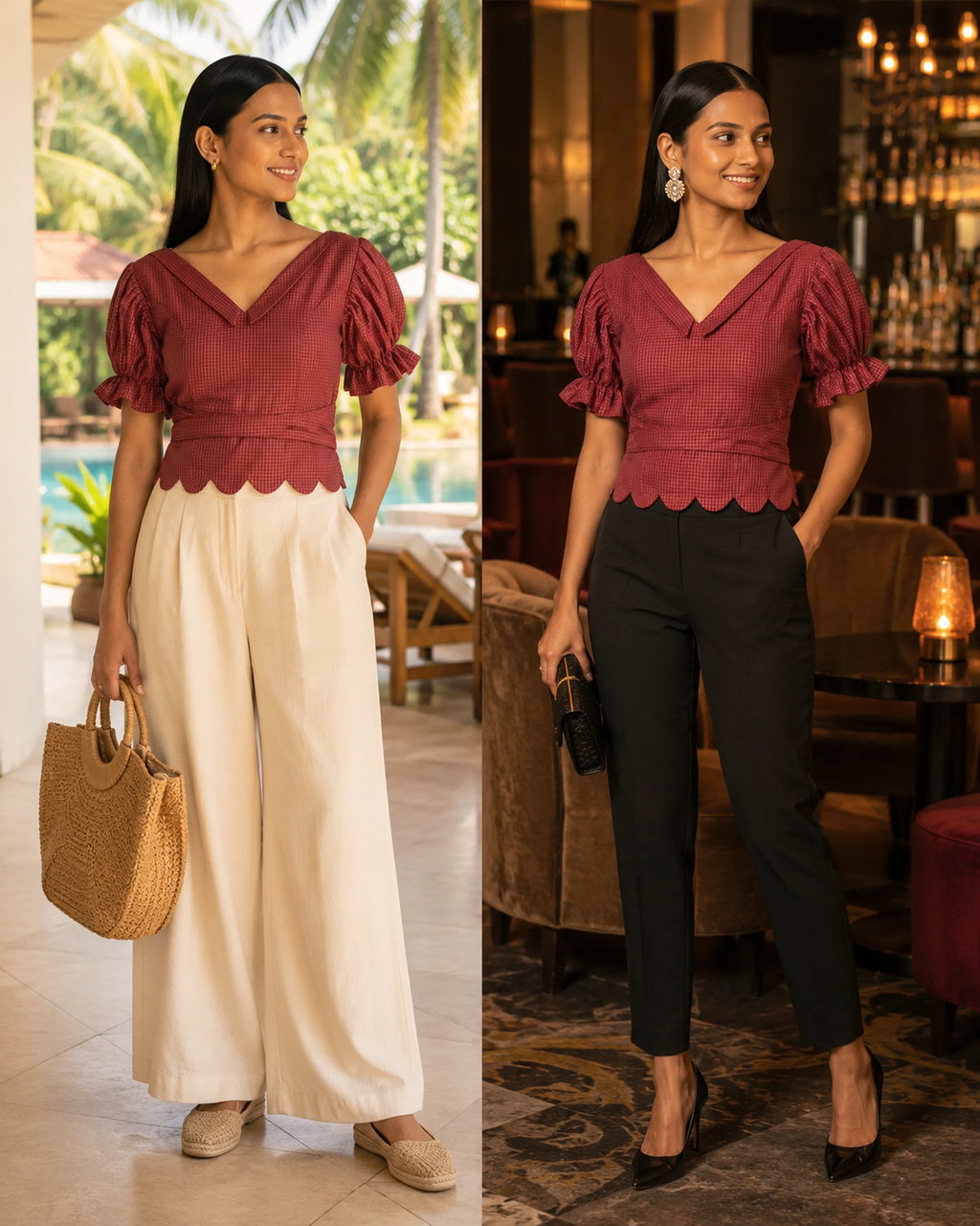 Ruby Check Festive Grace Duality Wear Top