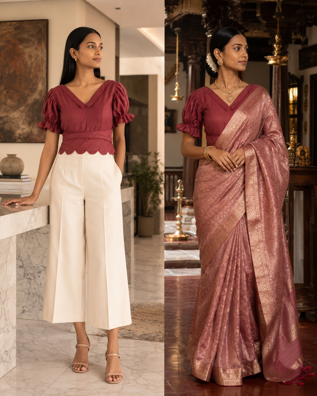 Ruby Check Festive Grace Duality Wear Top