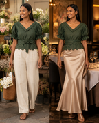 Emerald Check Celebration Bow Duality Wear Top