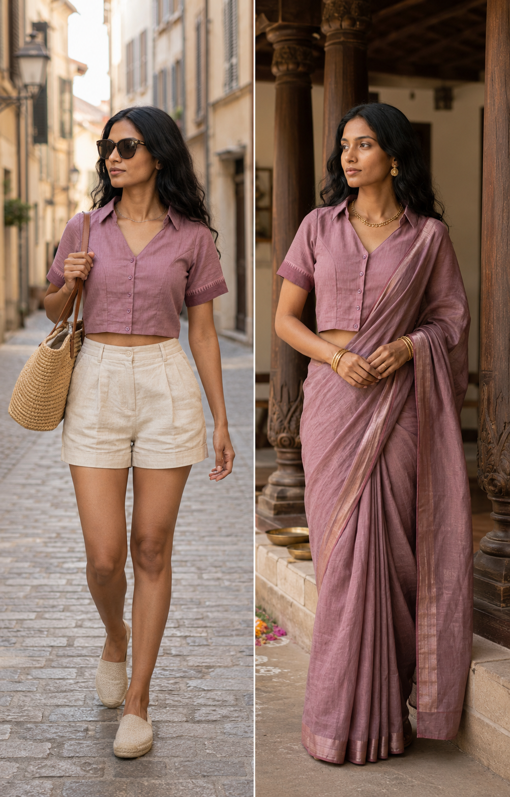 Dusty Rose Button-Up Blouse