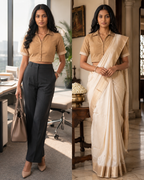Sandstone Elegance Button-Up Blouse