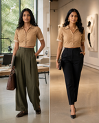 Sandstone Elegance Button-Up Blouse