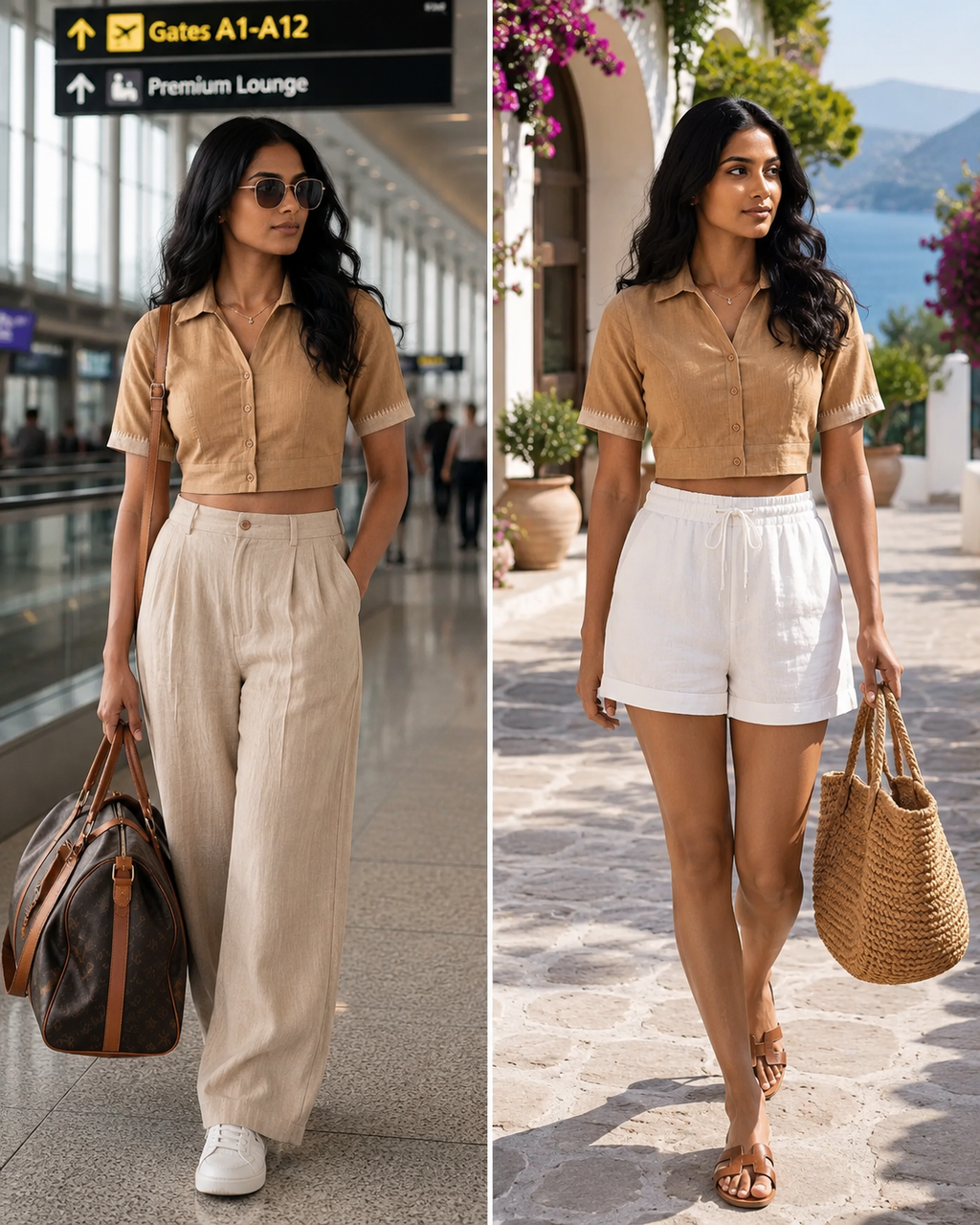 Sandstone Elegance Button-Up Blouse