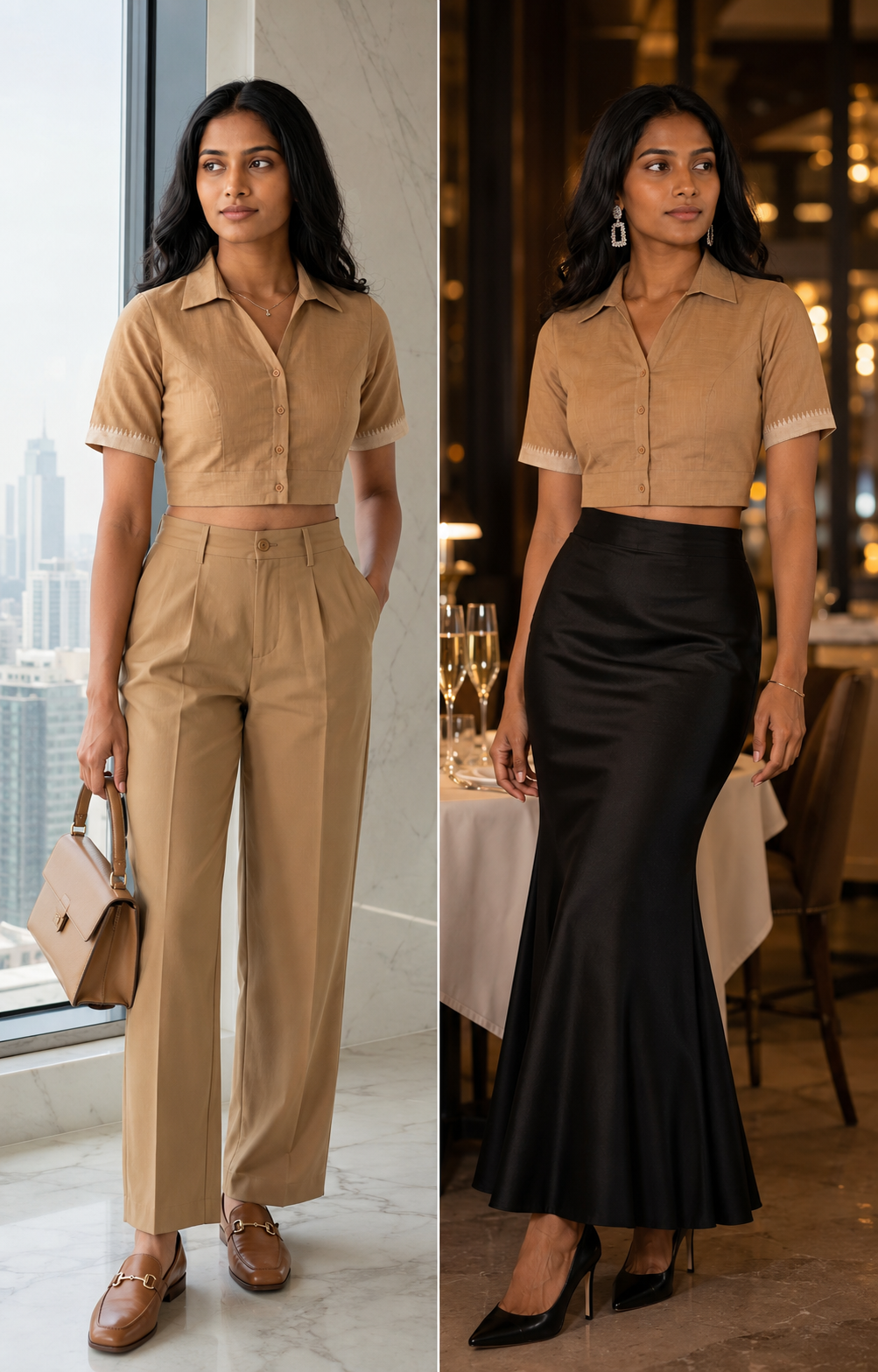 Sandstone Elegance Button-Up Blouse
