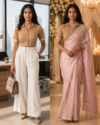 Sandstone Elegance Button-Up Blouse