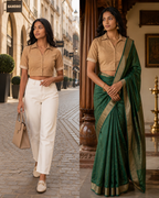 Sandstone Elegance Button-Up Blouse