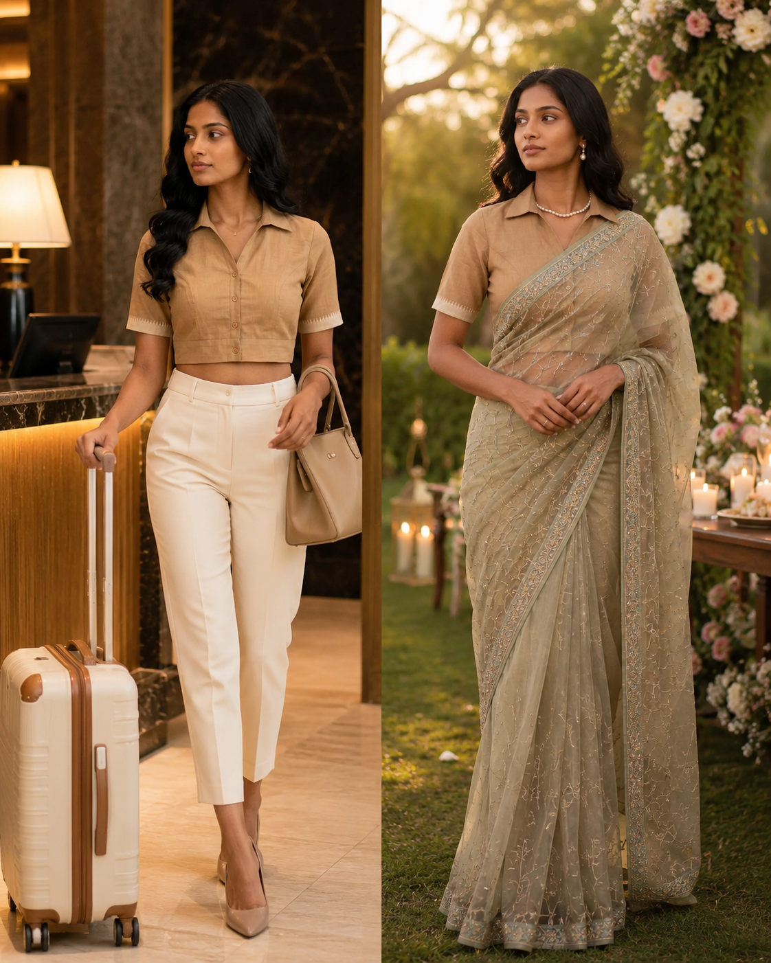 Sandstone Elegance Button-Up Blouse