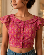 Ziya Pink Ikat Duality Wear Top