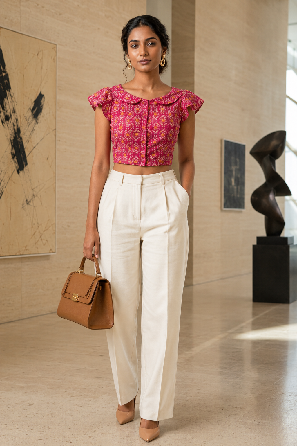 Ziya Pink Ikat Duality Wear Top