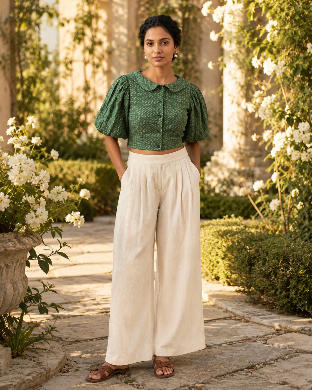 Nyra Sage Bloom Duality Wear Top