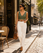 Olive Echo Bow Back Duality Wear Top