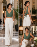 Olive Echo Bow Back Duality Wear Top