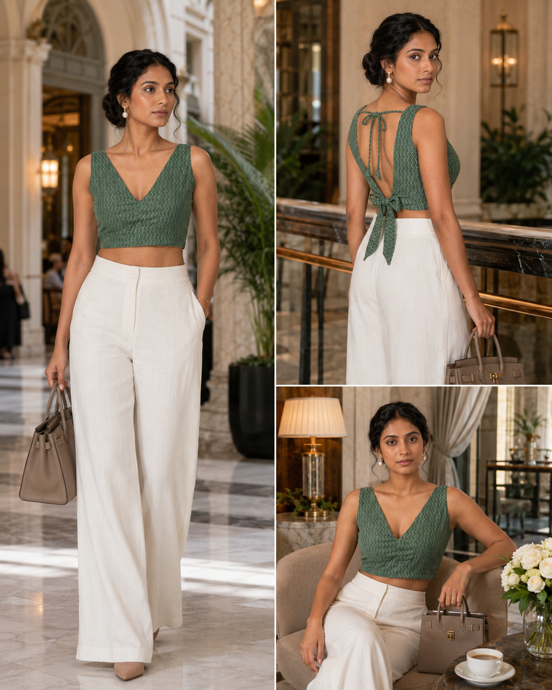 Olive Echo Bow Back Duality Wear Top