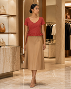 Crimson Pinstripe Wrap Duality Wear Top