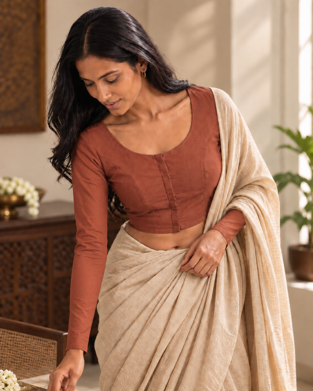 Terracotta full sleeve blouse