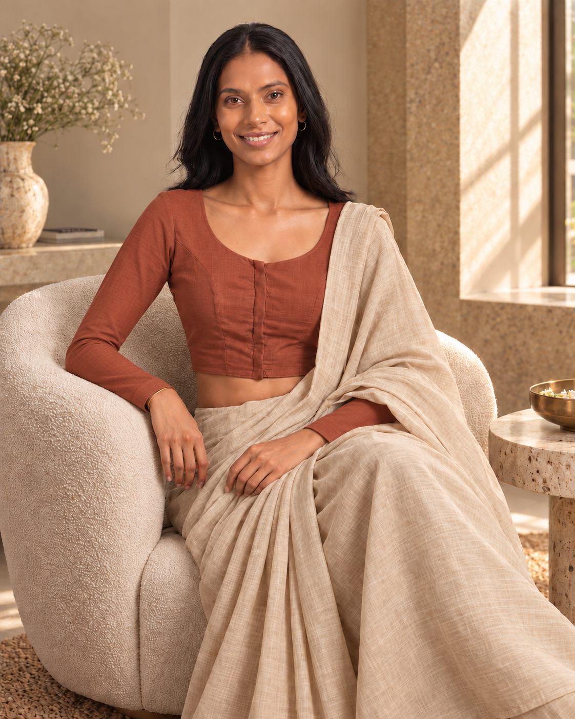 Terracotta full sleeve blouse