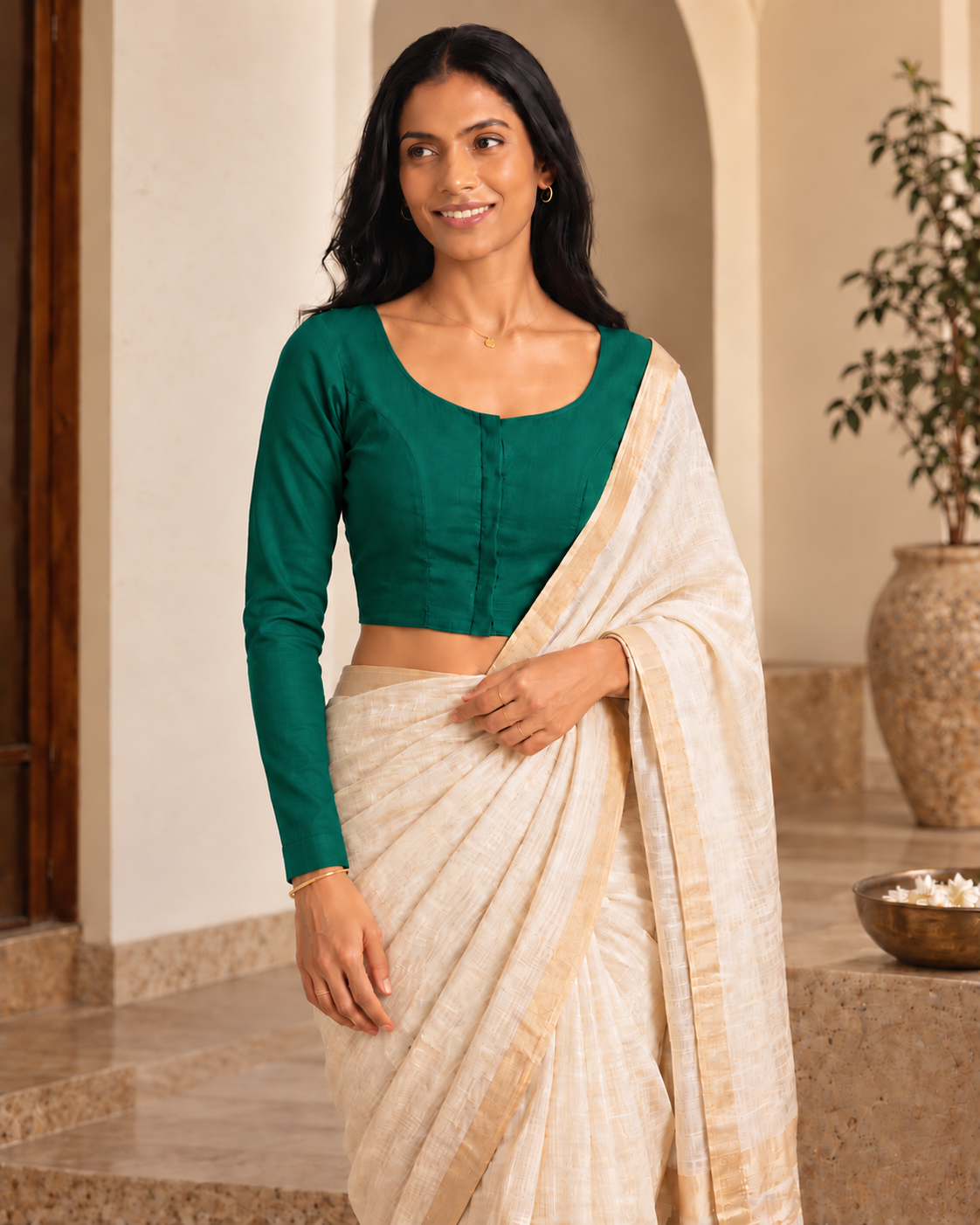 Emerald Green full sleeve blouse