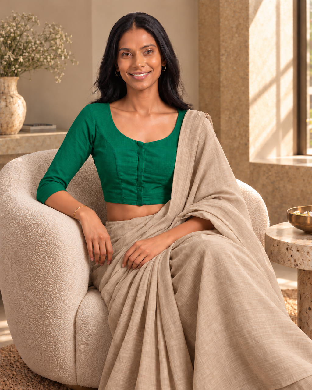 Emerald Green 3/4 sleeve blouse