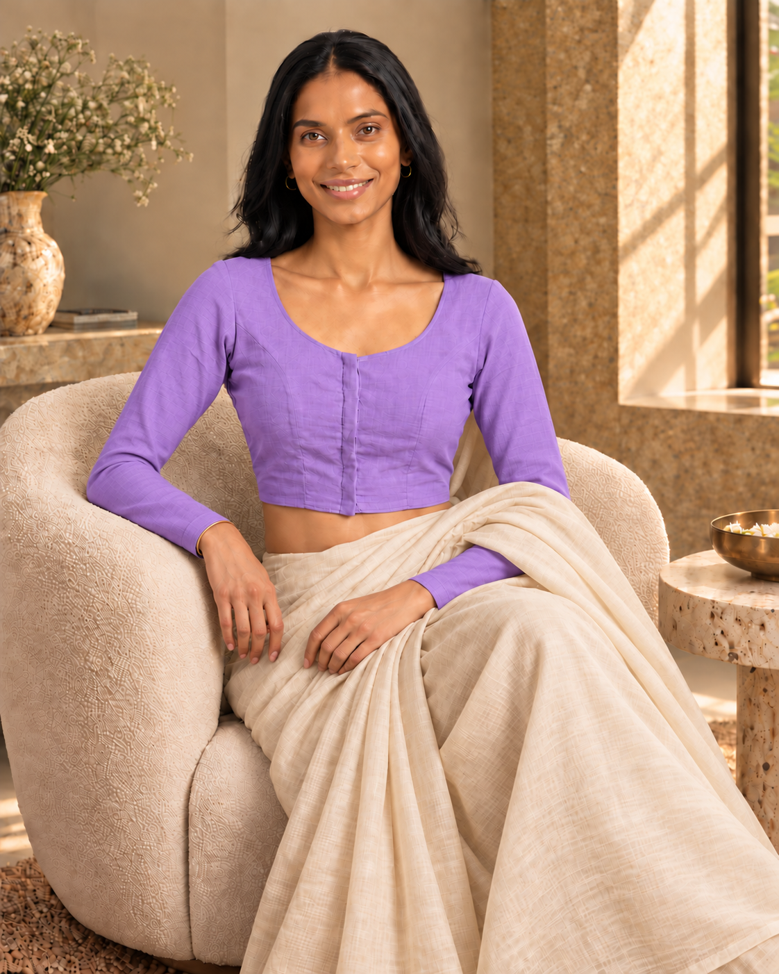 Lavender full sleeve blouse
