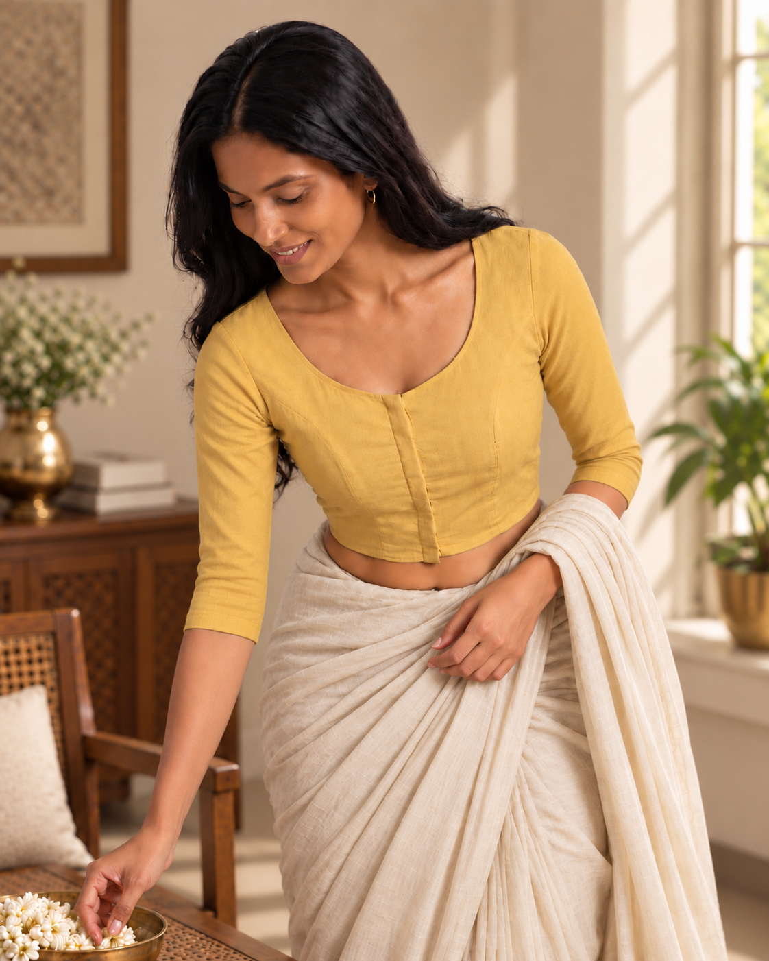Marigold Glow 3/4 sleeve blouse