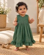 Little Emerald Check Pleats Dress