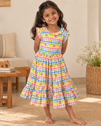 Little Rainbow Garden Gingham Dress