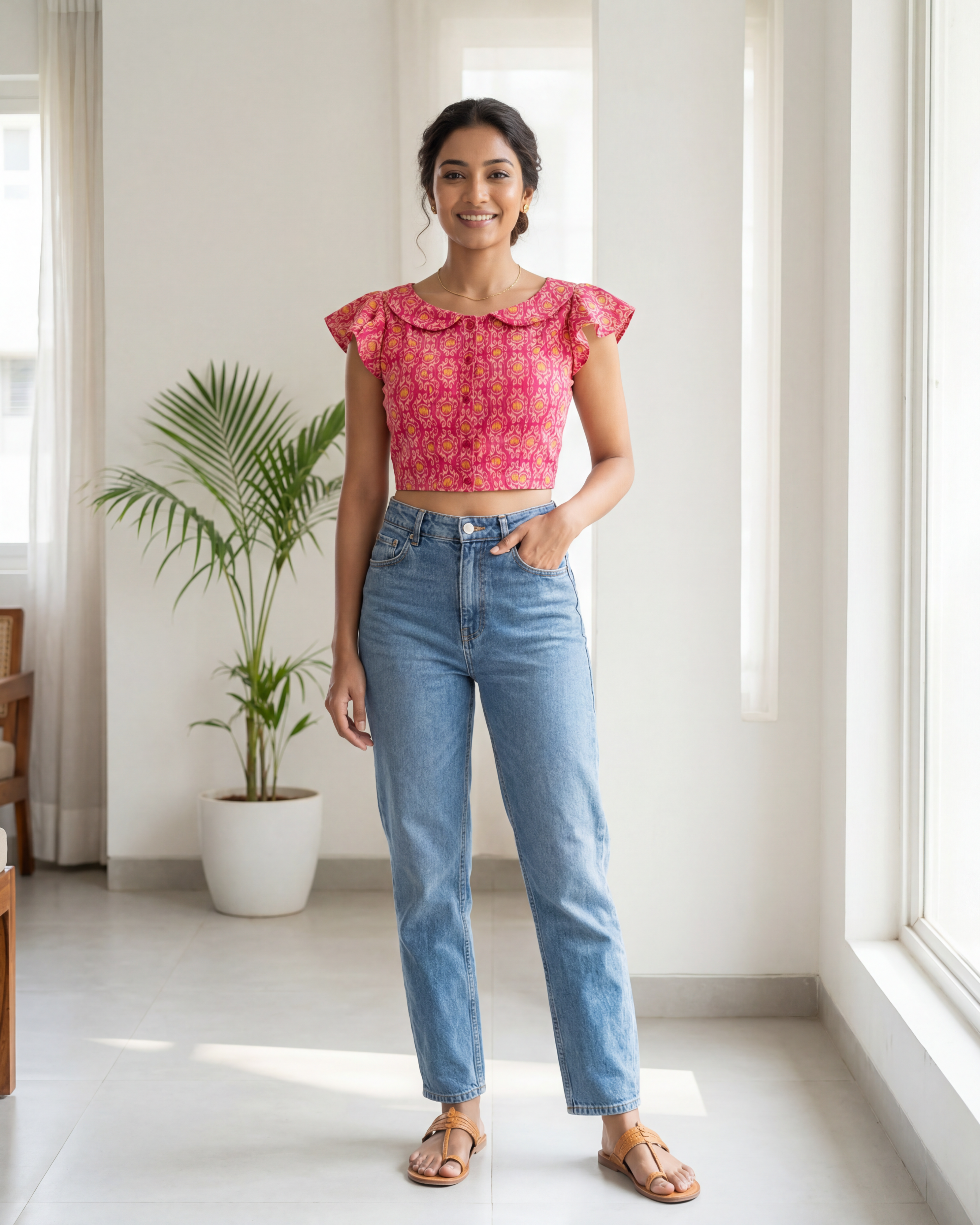 Ziya Pink Ikat Duality Wear Top