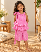 Little Pink Ruffle Tie-Up Dress