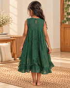 Little Emerald Check Pleats Dress