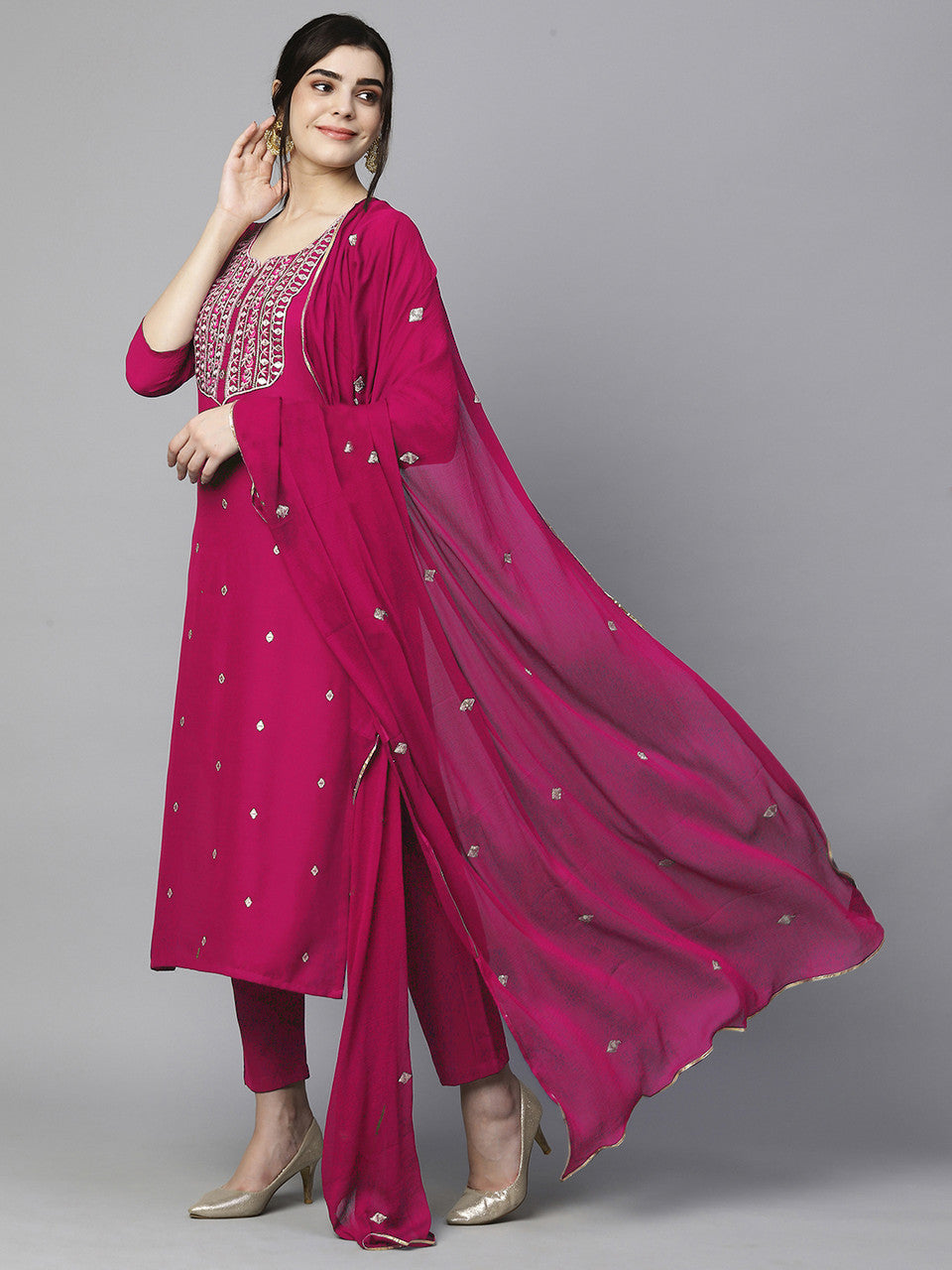 Maroon Embroidery 3 Piece Set