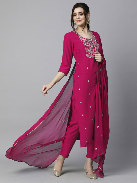 Maroon Embroidery 3 Piece Set