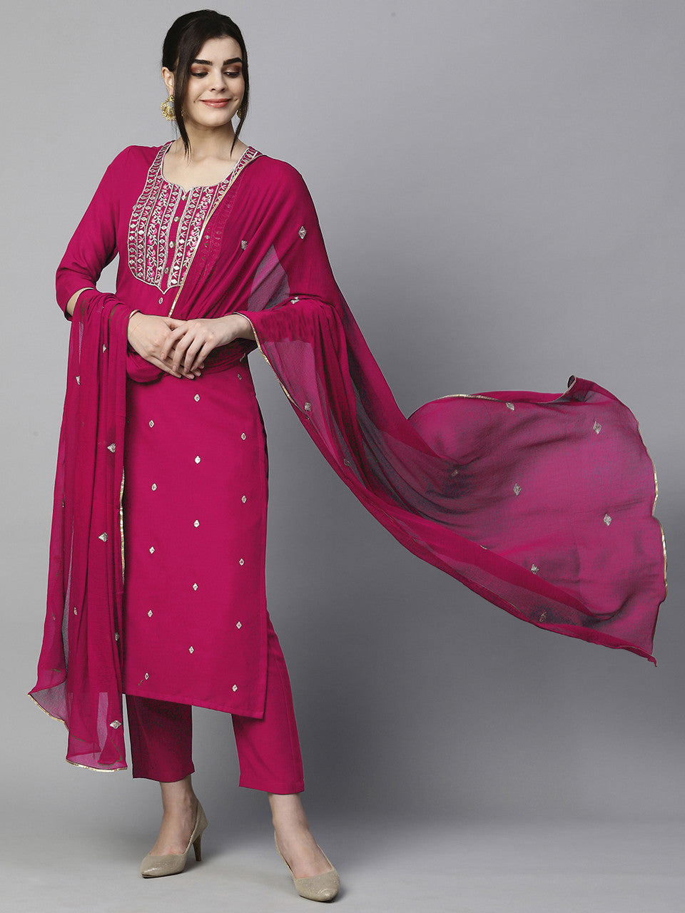 Maroon Embroidery 3 Piece Set