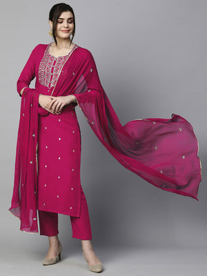 Maroon Embroidery 3 Piece Set