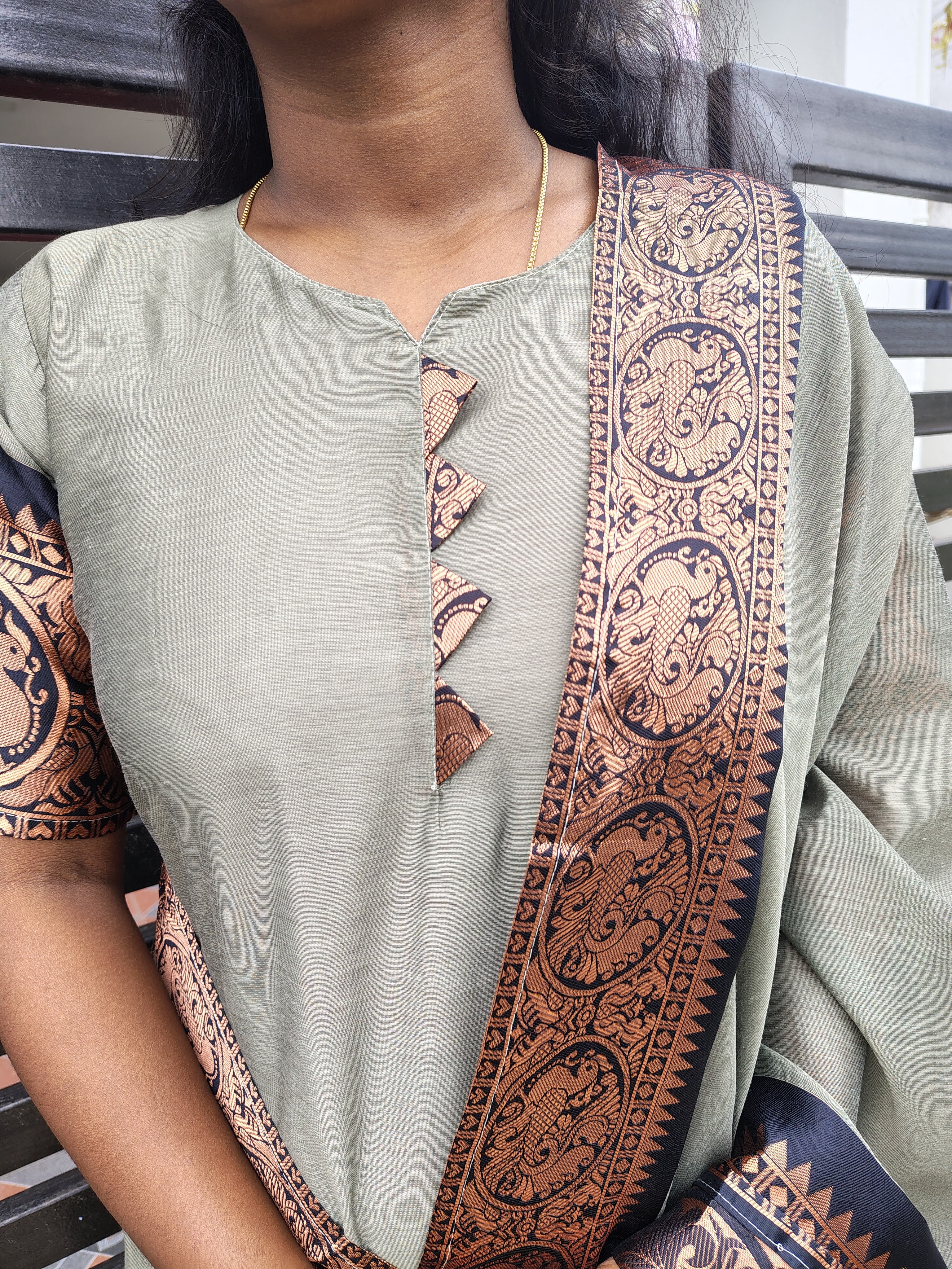 Grey Elegant Ethnic Cotton Kurta with dupatta