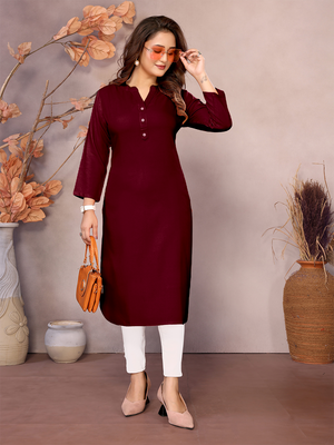 Maroon Long Kurti - 100% Pure Natural Viscose