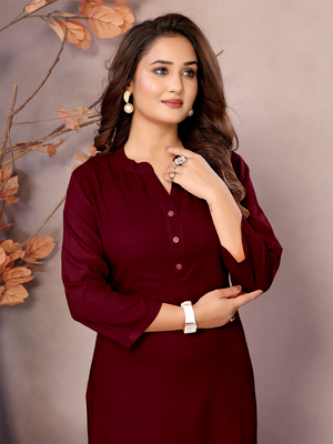 Maroon Long Kurti - 100% Pure Natural Viscose