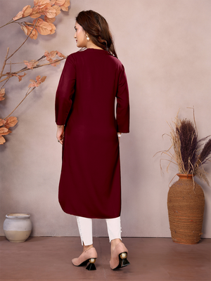 Maroon Long Kurti - 100% Pure Natural Viscose