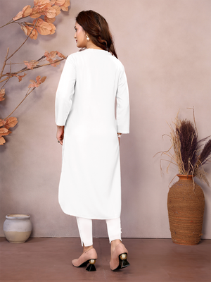 White Long Kurti - 100% Pure Natural Viscose