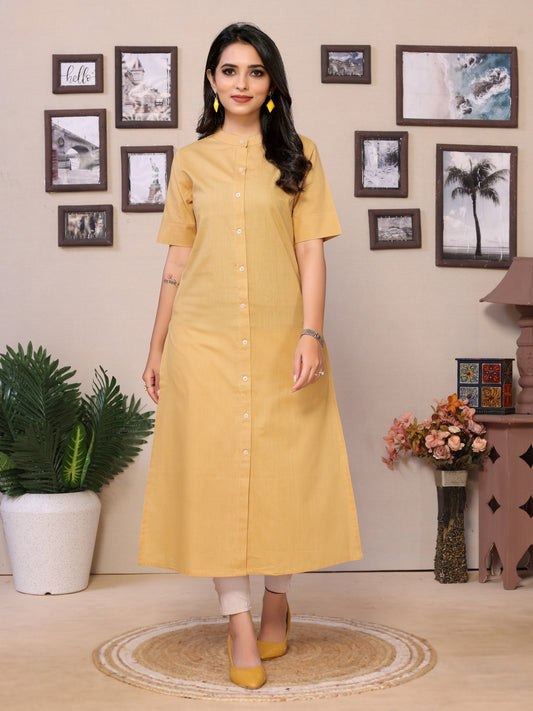 Beige Flared kurti - 100% Pure Cotton